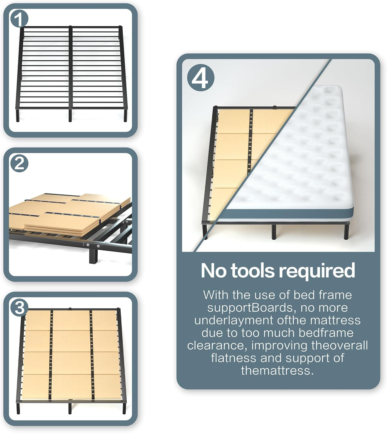 Foldable Box Spring, Bunkie Board, Bed Support Slats Twin 30"X 60"X 0.18" ﻿