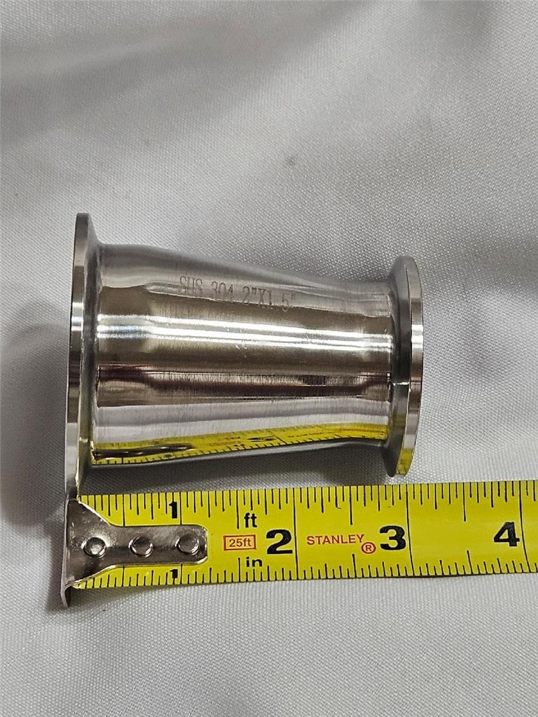 2" x 1-1/2" Stainless Steel 304 Tri Clamp Sanitary Concentric Reducer