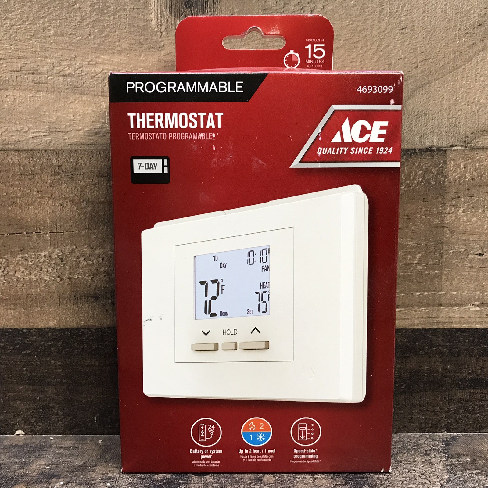ACE Programmable LCD Digital Universal Thermostat 2 Heat/1 Cool Setting 4693099