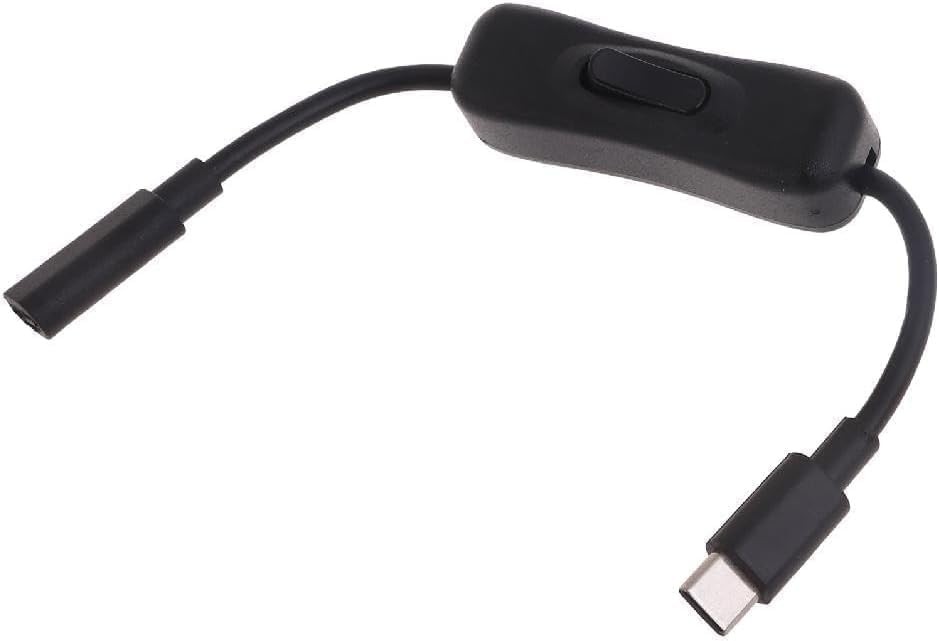 "Black USB C Extension Cable with Inline On/Off Switch – 4 Power Switch Cables"