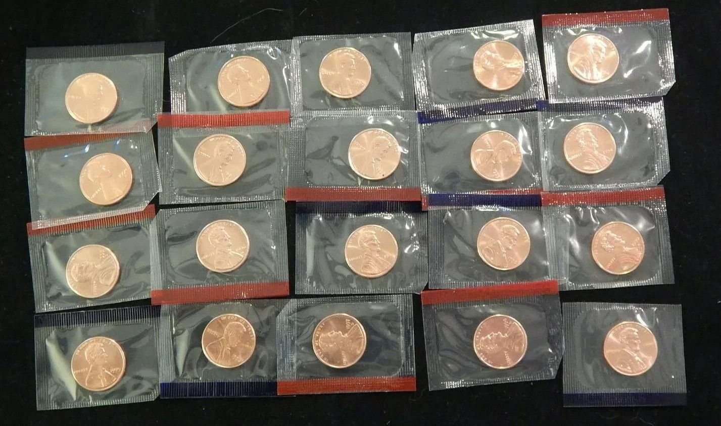1990 - 1999 BU P & D Lincoln Cent Penny Run IN MINT CELLO 20 COINS
