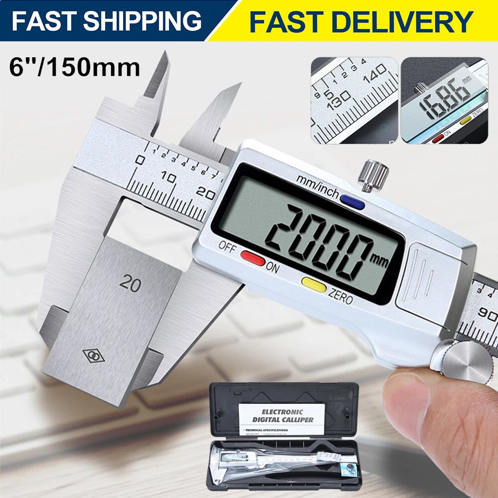 6" 150mm Digital Caliper Micrometer LCD Gauge Vernier Electronic Measuring Tool