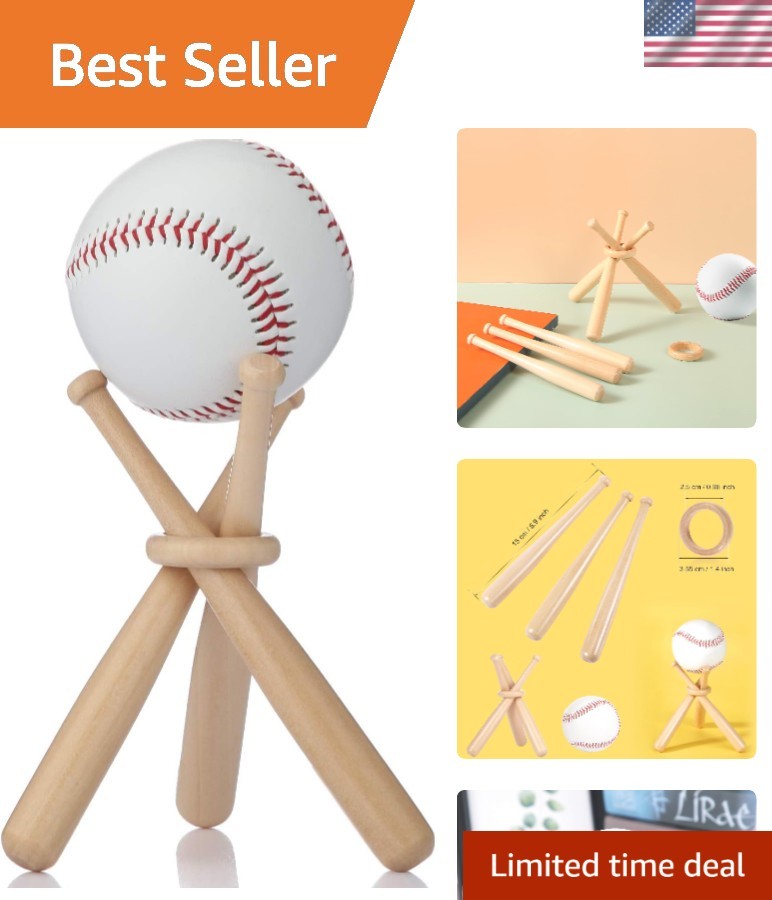 Elegant Wooden Baseball Stand with Mini Bats - Perfect for Sports Lovers