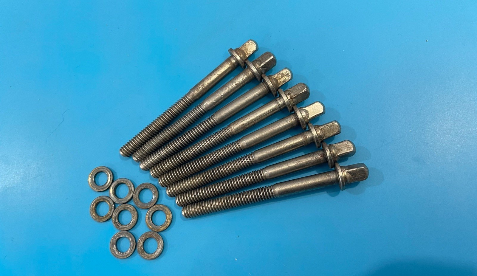 Ludwig 50s 60s Vintage Floor Tom Nickel Plated Tension Rod Set w/Brass Washers