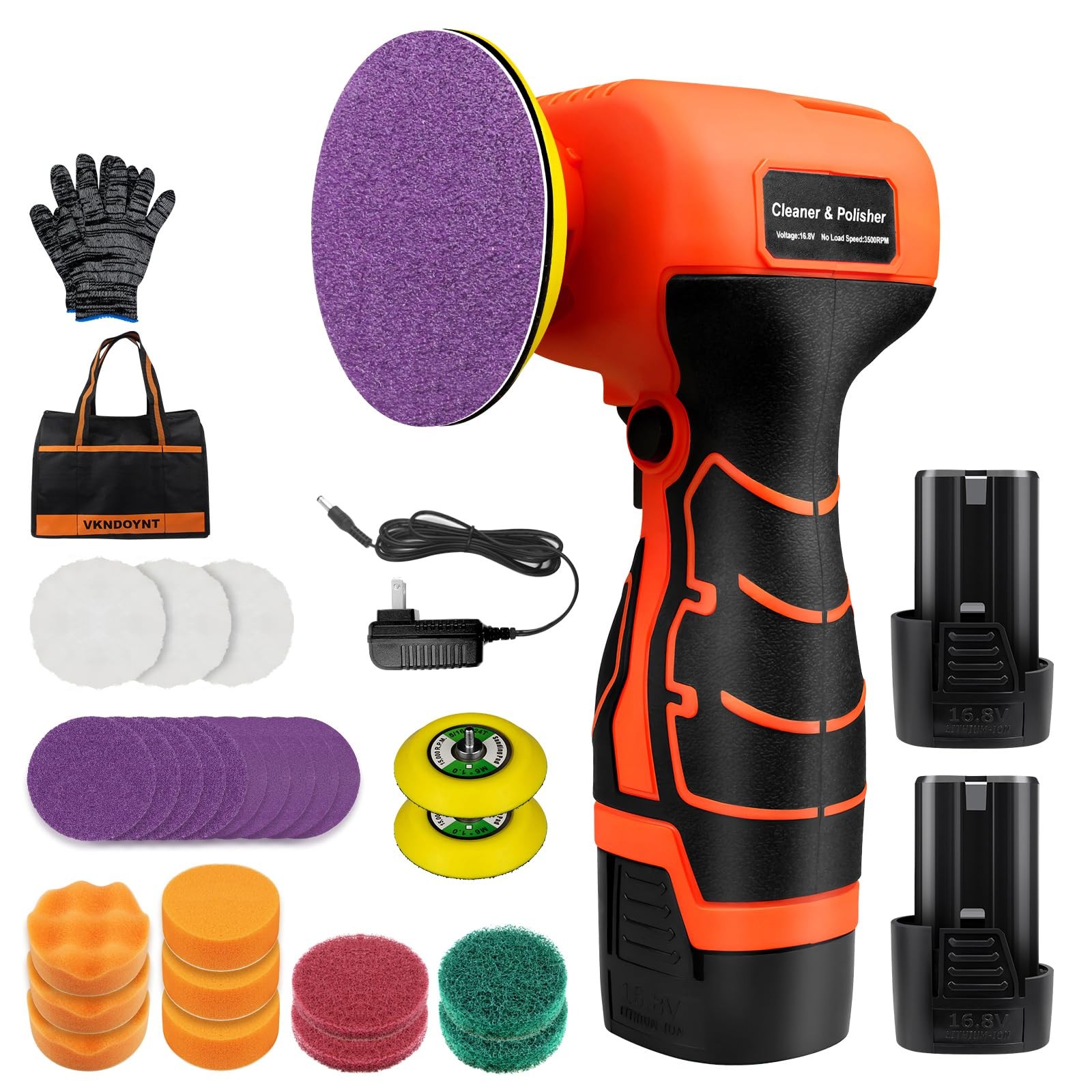 Cordless Sander, 3" Palm Sander with 2Pcs 16.8V 2.0Ah Batteries, 3500RPM Mini...