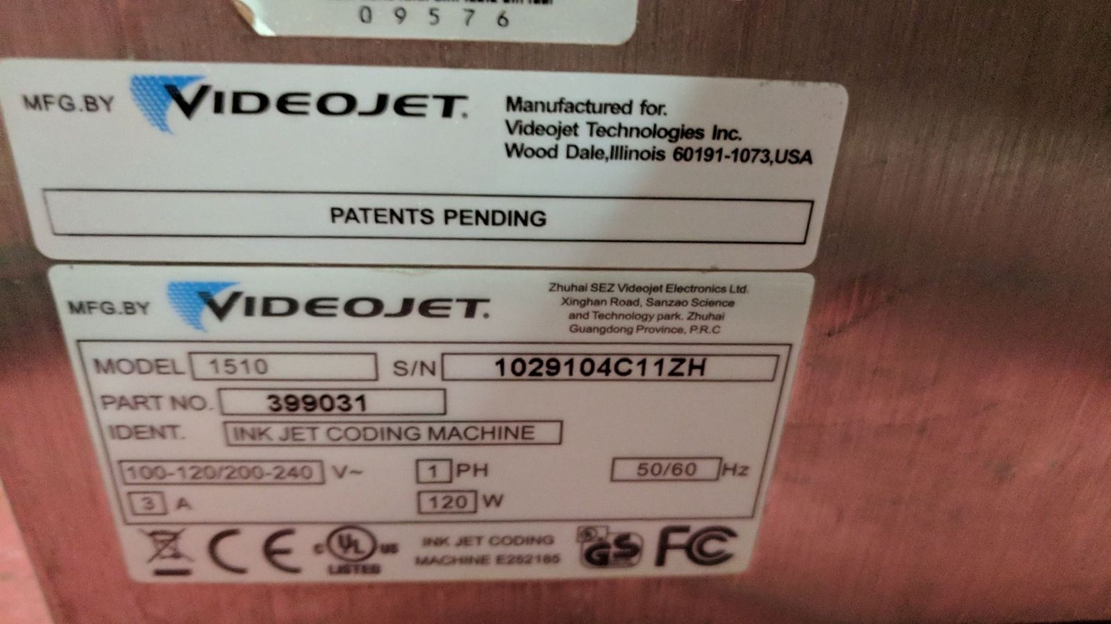 VIDEOJET 1510 Ink Jet marker coding with rotary indexing table