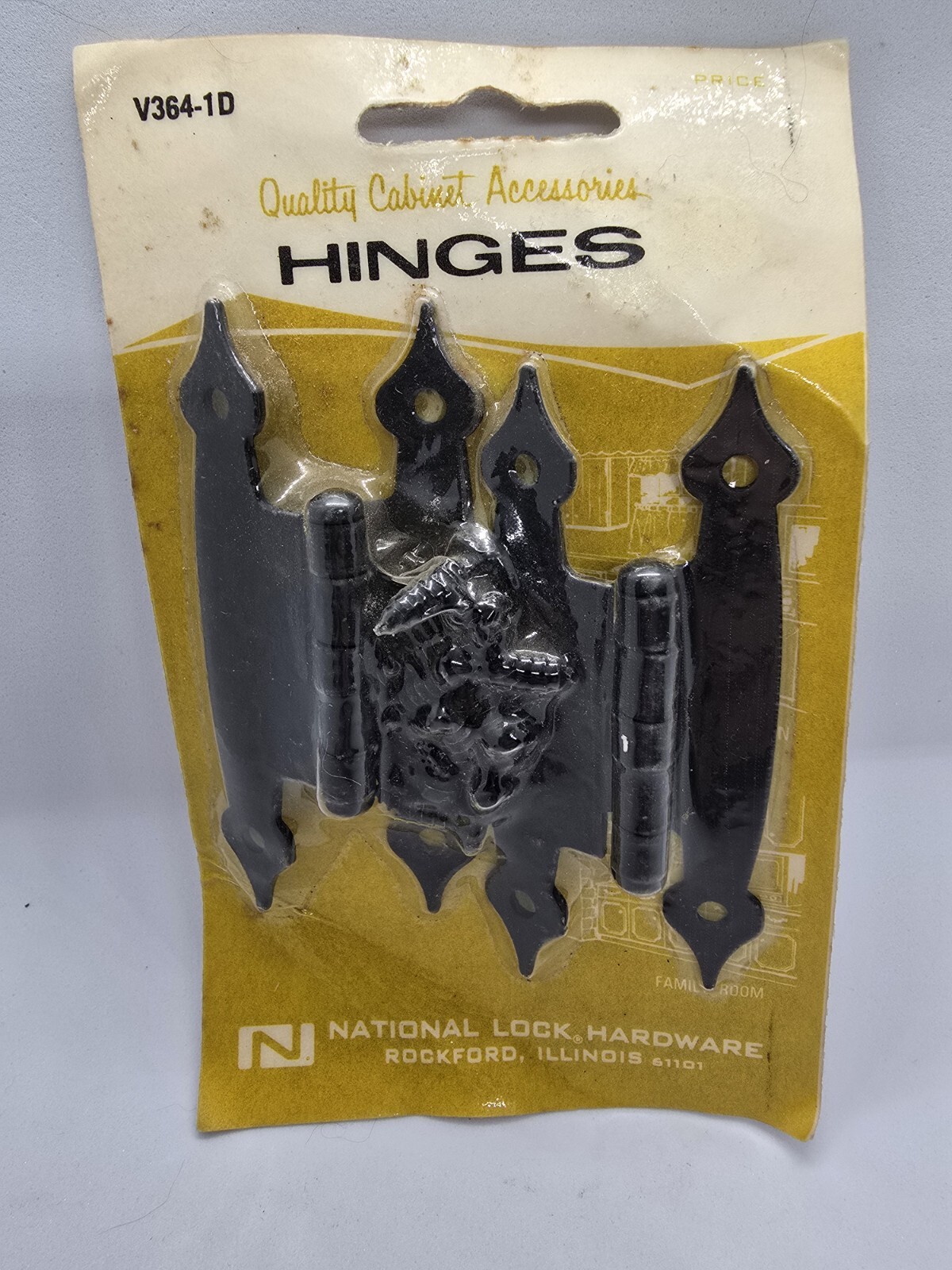 Vintage National Lock Hardware Cabinet Hinges Black V364-1D