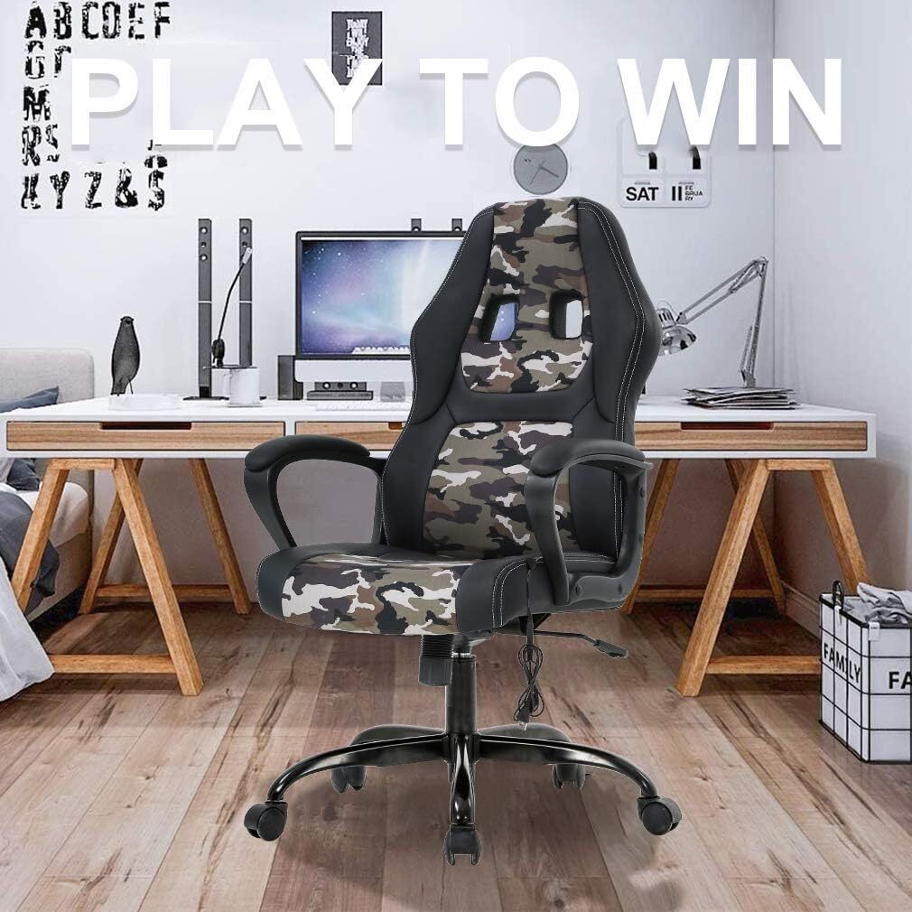 PC Gaming Chair Massage Office Chair Ergonomic Desk Chair Adjustable PU Leather