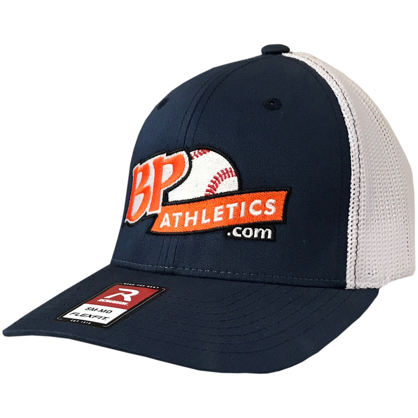 BP Athletics Baseball/Softball Flex-Fit Hat - Navy/White/Orange - Small/Medium