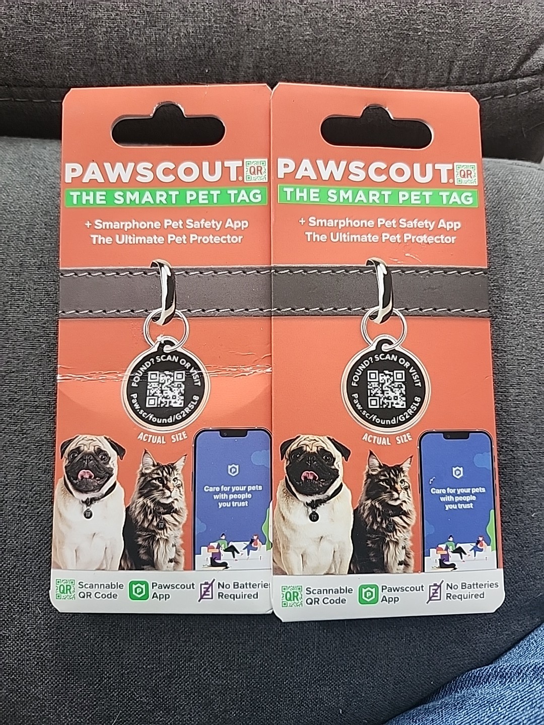 Pawscout QR The Smart Pet Tag Finder  Dogs Cats Connects To Your Phone Lot Of 2