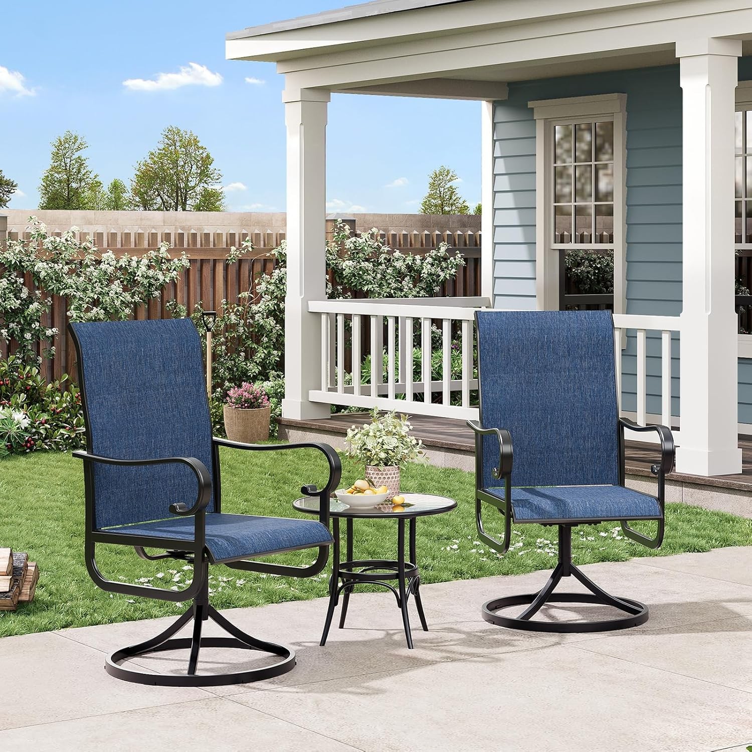 Patio Swivel Chairs Set of 2 Outdoor Dining Chairs Swivel Rocking Patio Chairs