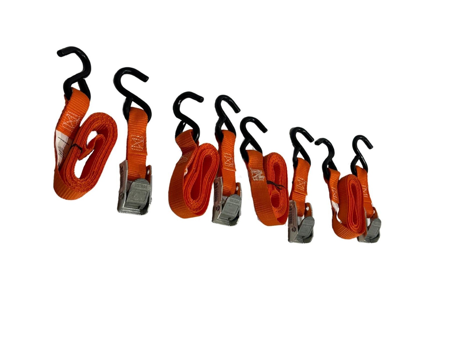1"X6' Orange Cam Buckle Strap w/ S-Hooks (100 pack)