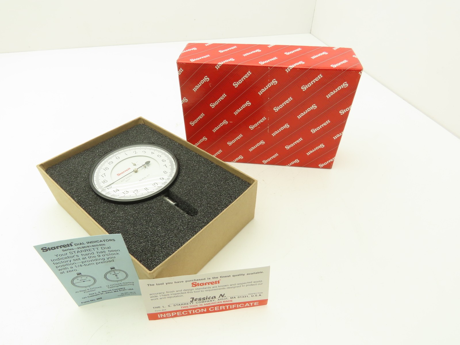 Starrett 656-617J Dial Gage Indicator 0-20 Dial .400" Range .0001"Grad