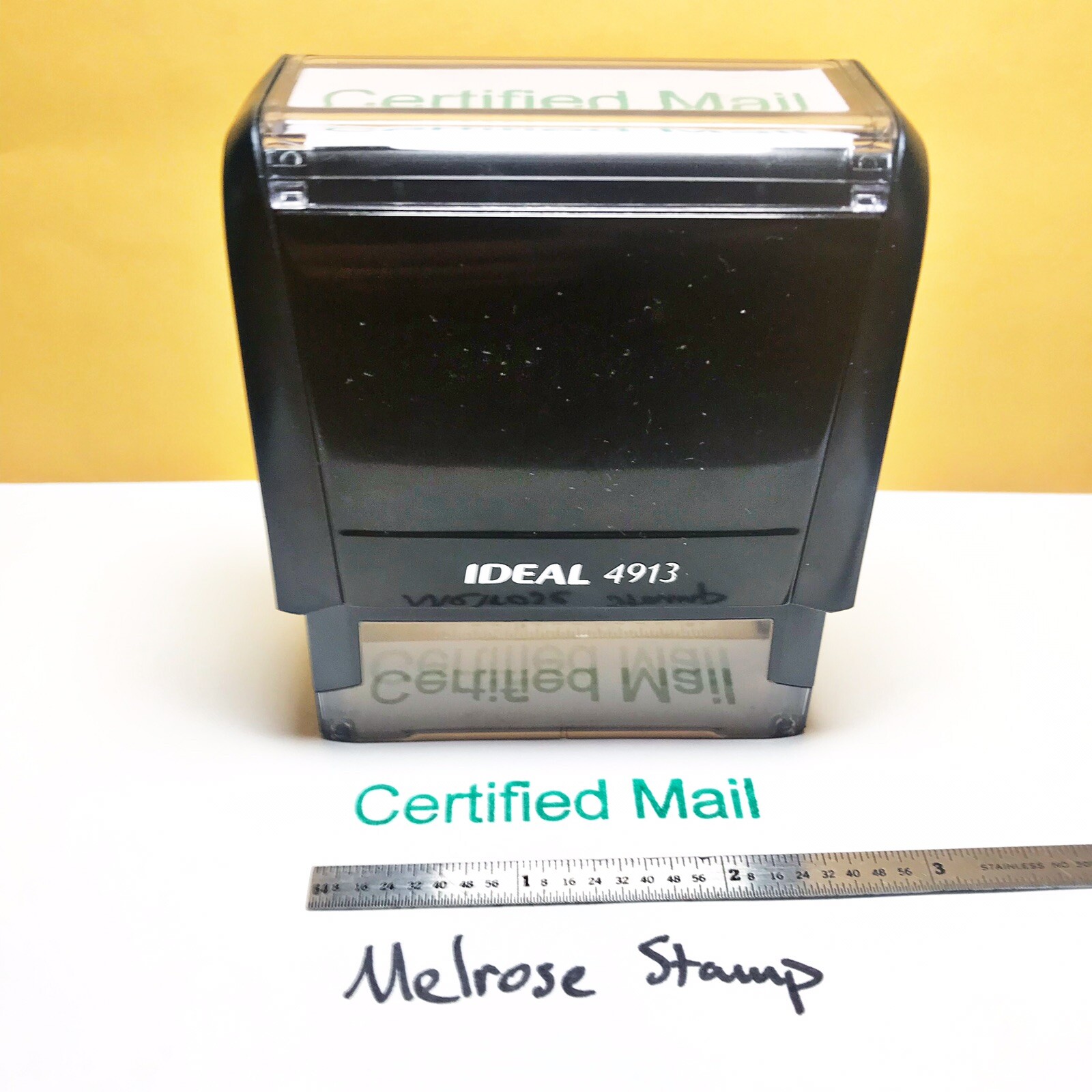 Certified Mail Rubber Stamp Green Ink Self Inking Ideal 4913