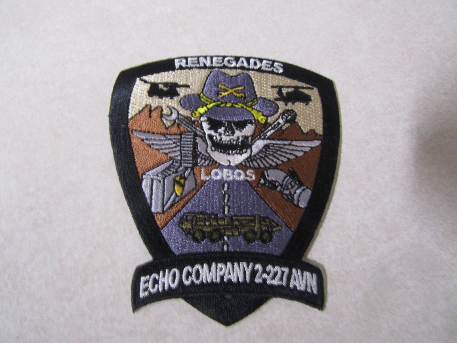 MILITARY PATCH SEW ON ECHO COMPANY 2-227 AVIATION RENEGADES LOBOS