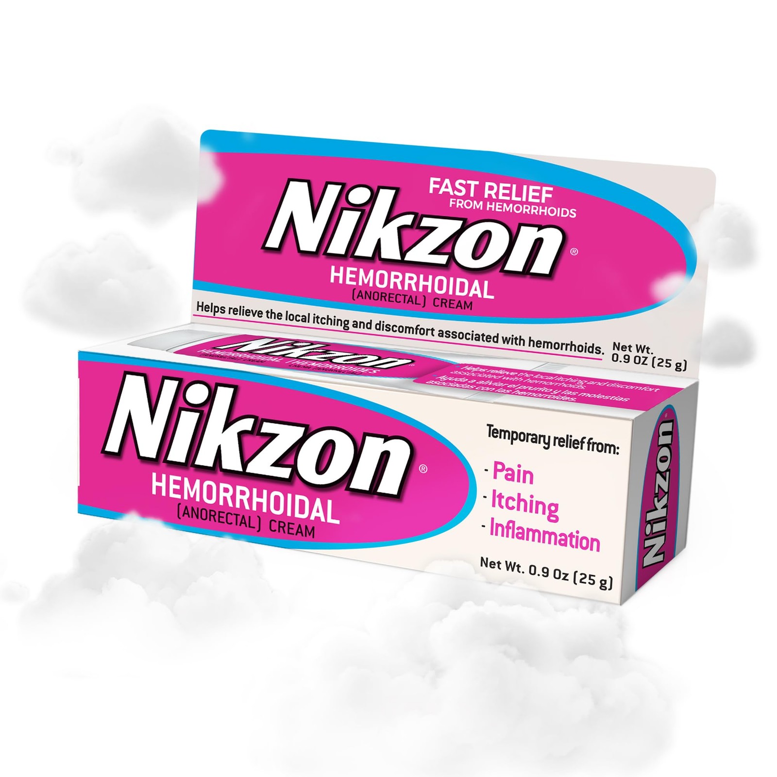 Nikzon Hemorrhoid Cream | Double Effect for Pain 0.9 Ounce (Pack of 1), Pink