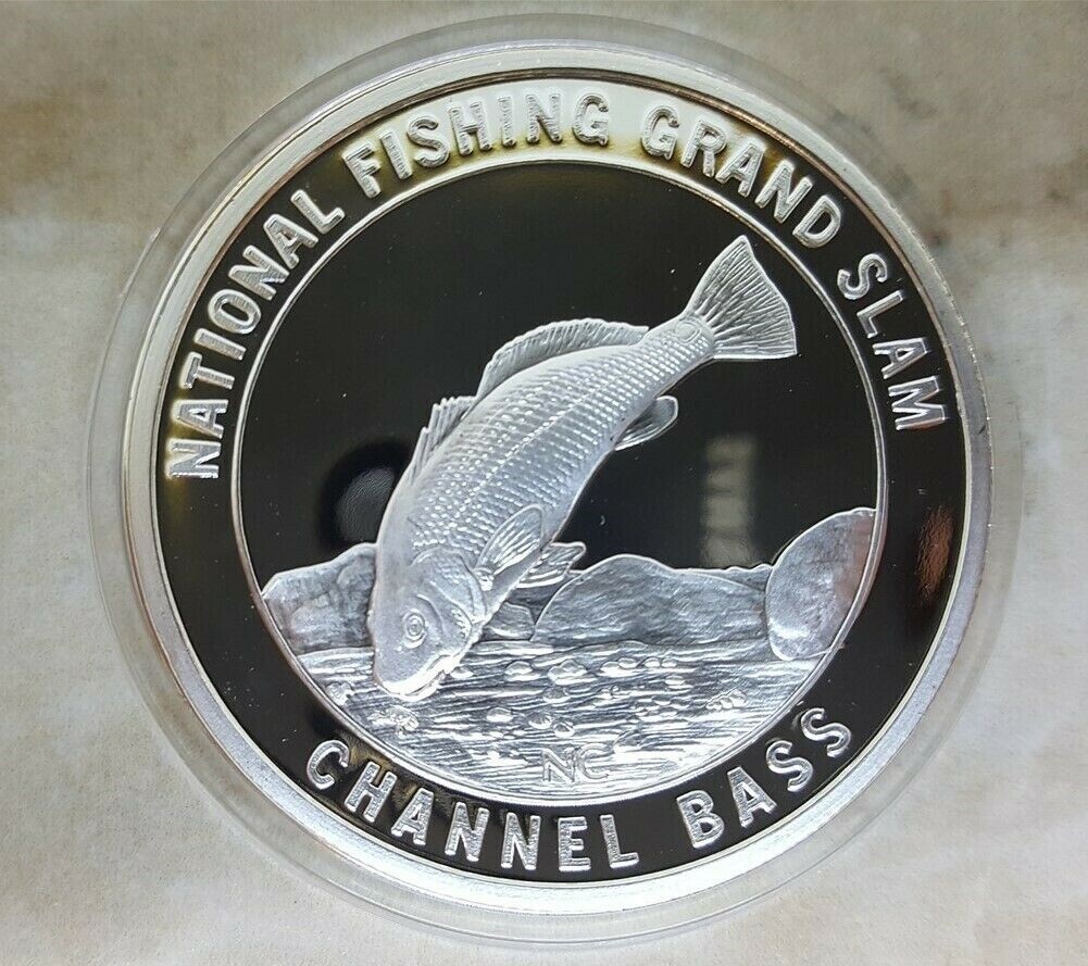 North American Fishing Club Channel Bass Grand Slam Silver Plate Collector Coin