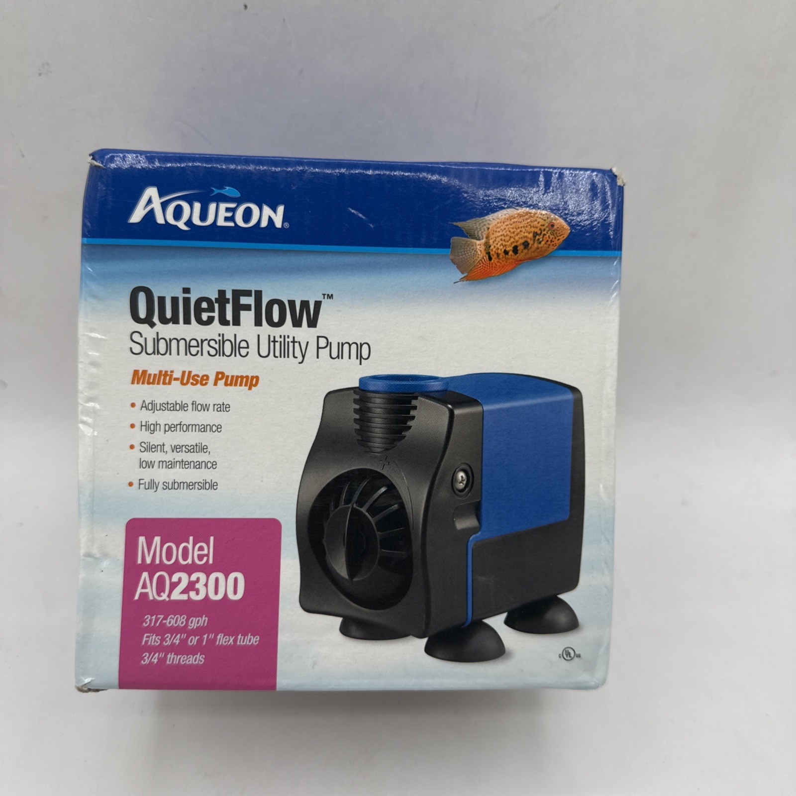 Aqueon Submersible Utility Pump QuietFlow Aquarium Water AQ1700 264-449 GPH Flow