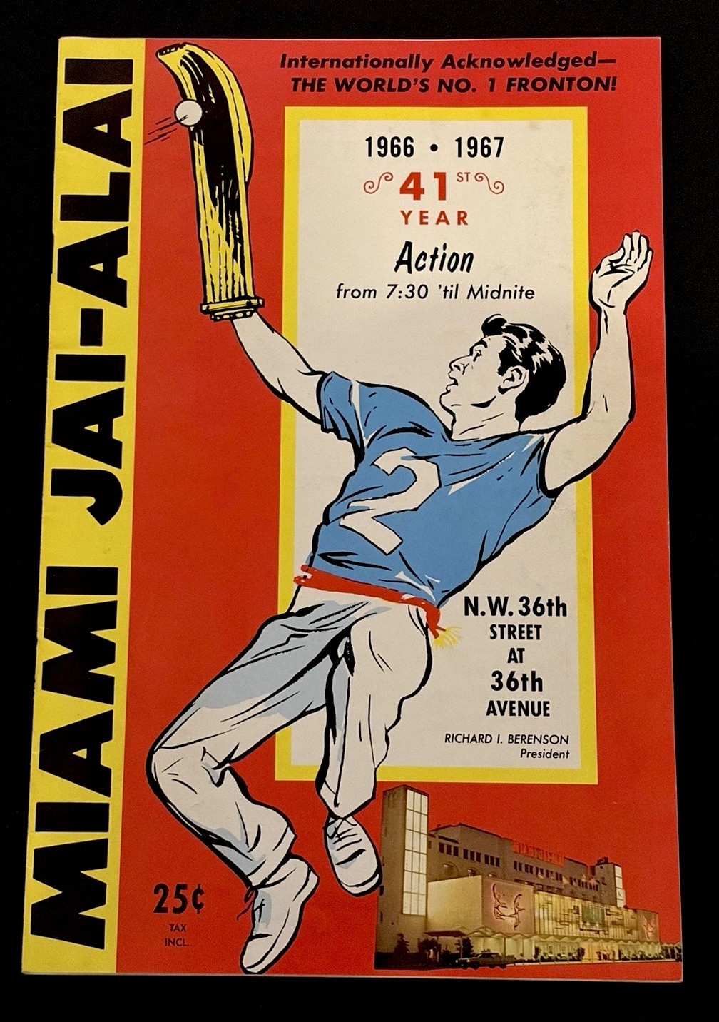 Rare vintage 1966-67 Miami Jai Alai program. Beautiful. No Writing. Legends!