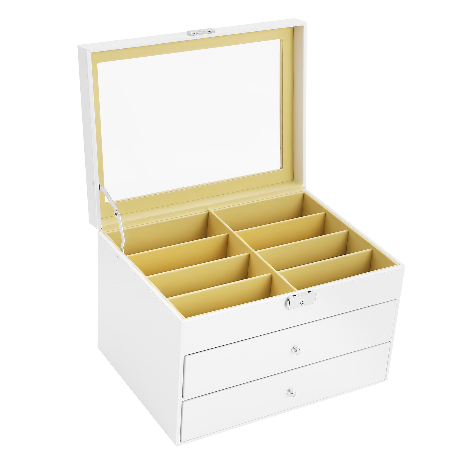 24 Slots Glasses Box Display Storage Case Organizer PU For Sunglasses White