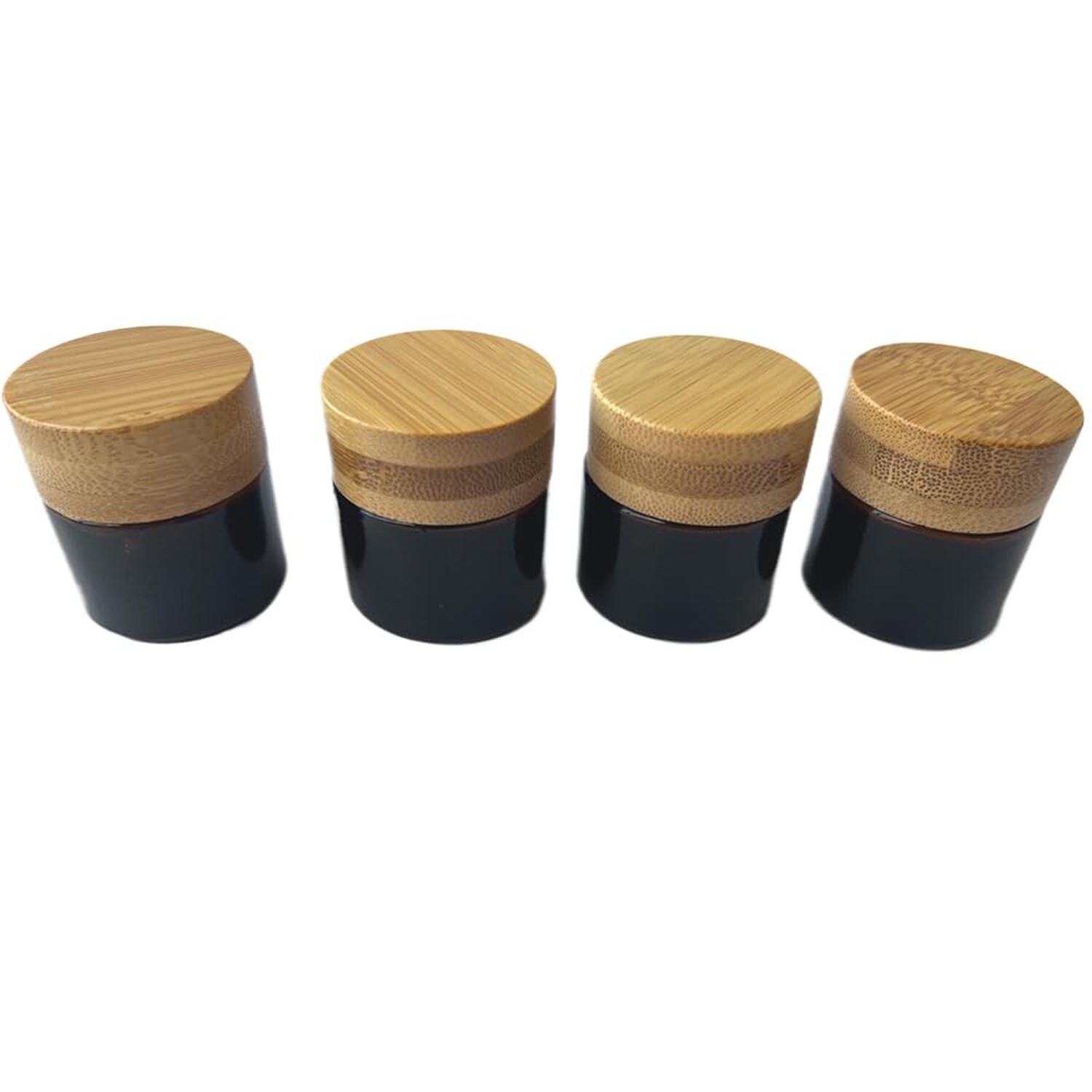 Empty Refillable Glass Cosmetic Jar 4 Pack 10g/0.33oz with Bamboo Lids,Skin C...