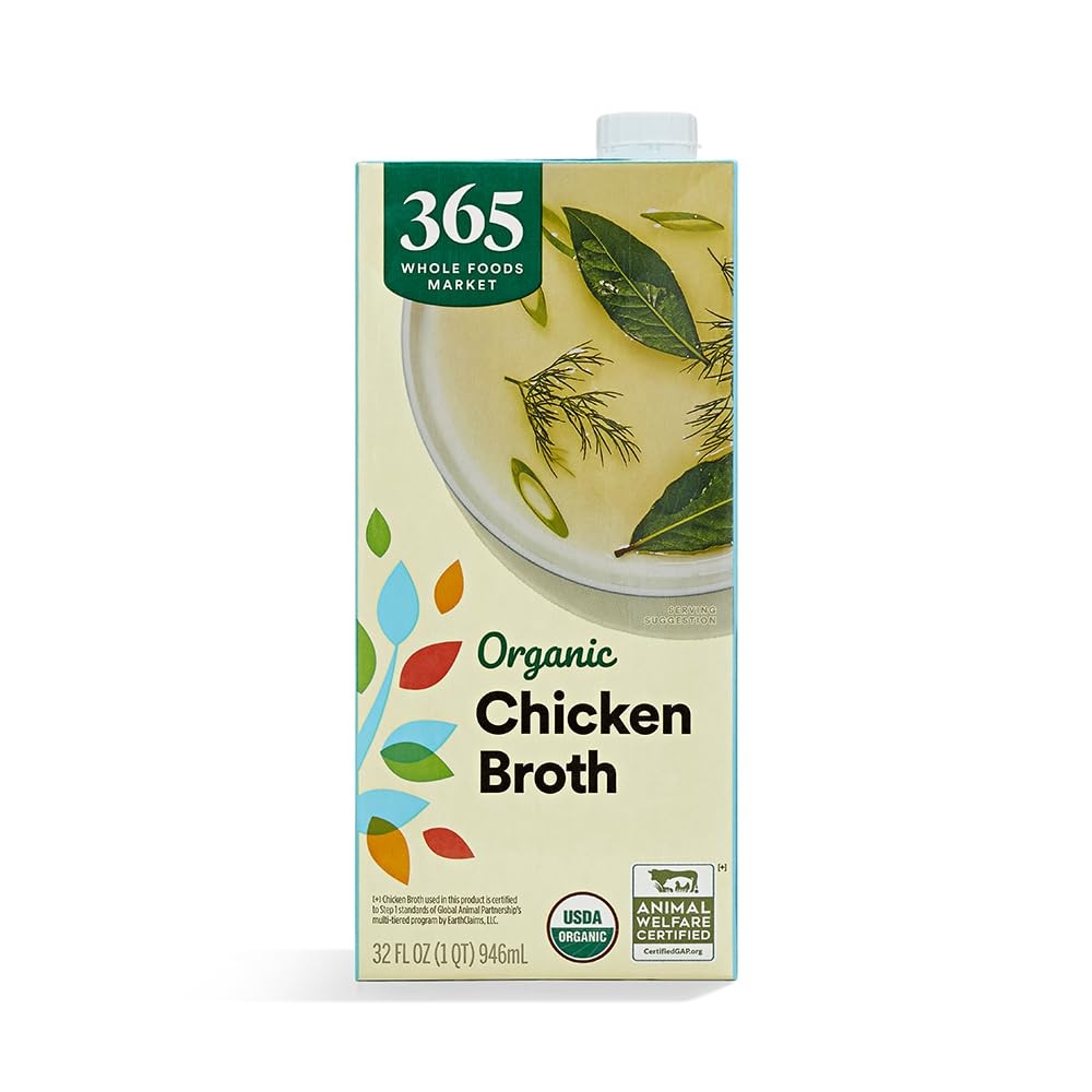365 by Whole Foods Market, Organic Chicken Broth, 32 oz 32 Fl Oz (Pack of 1)