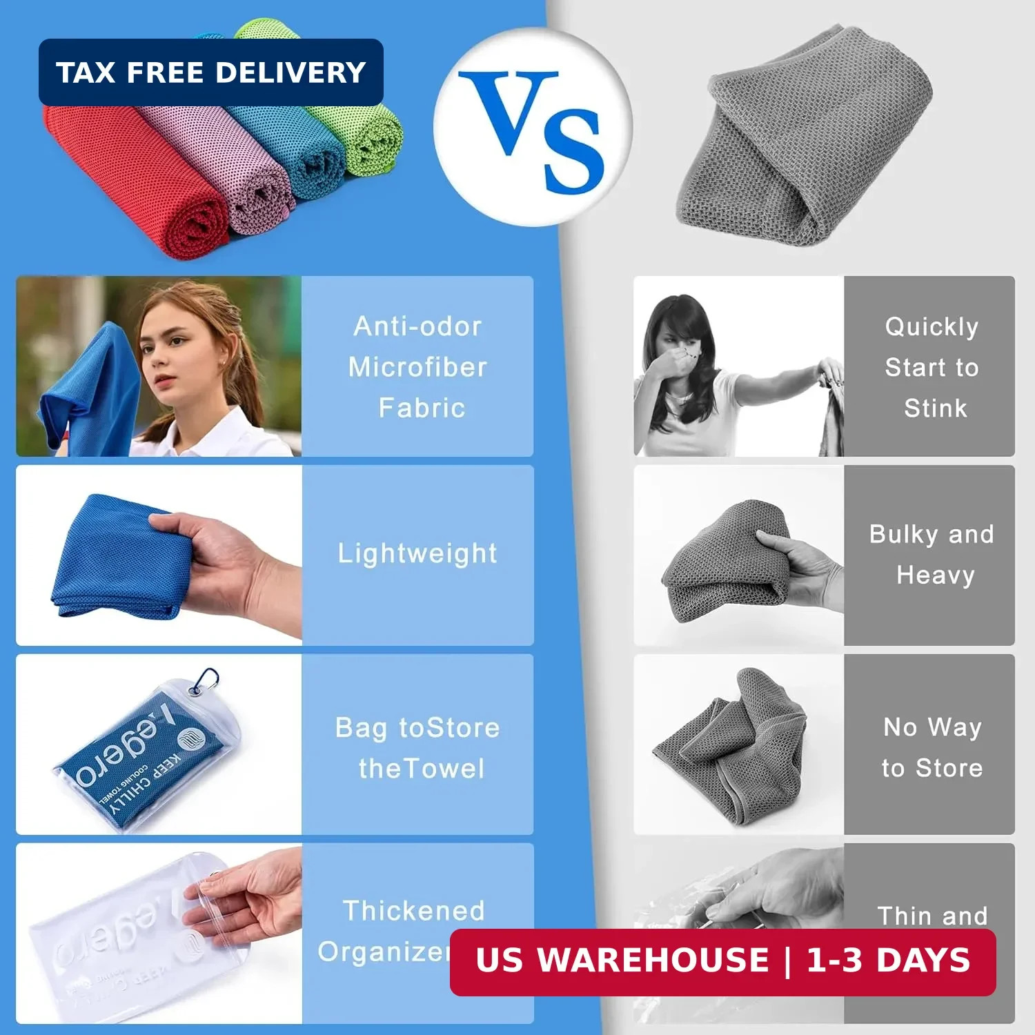 4 Pack Cooling Towel (40"x12"), Cooling Neck Wraps,Soft Breathable Chilly