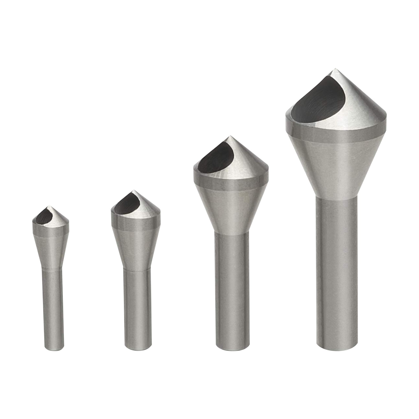 4pcs High Speed Steel Woodworking Bits, Countersink Deburring Tool Set Silver