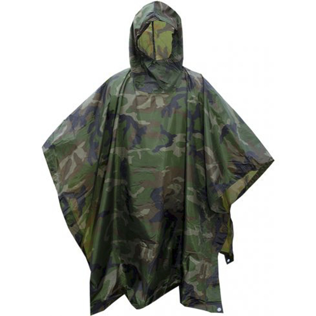 NEW ANGOLAN GI USGI STYLE WOODLAND CAMO RIPSTOP NYLON WATERPROOF PONCHO