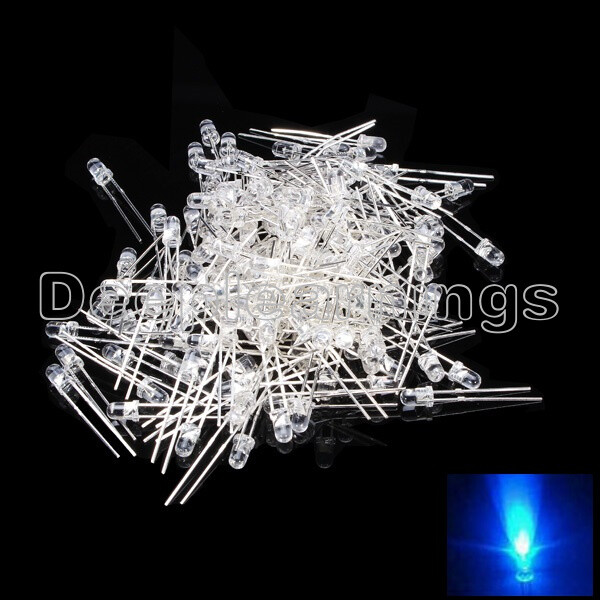 100PCS 3MM Blue 5000MCD Round Water Clear LED Light