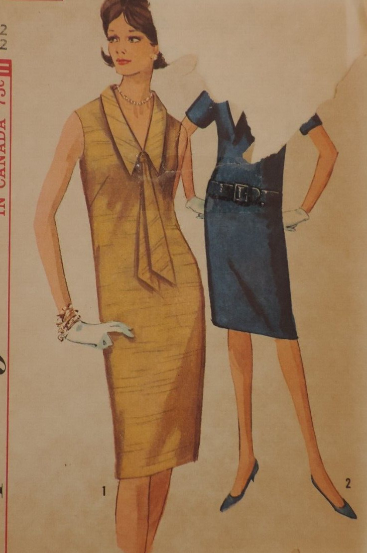 Simplicity 5410 A-Line w/Bow Tie/Collared Neck Dress Size 12 Bust 32" Uncut