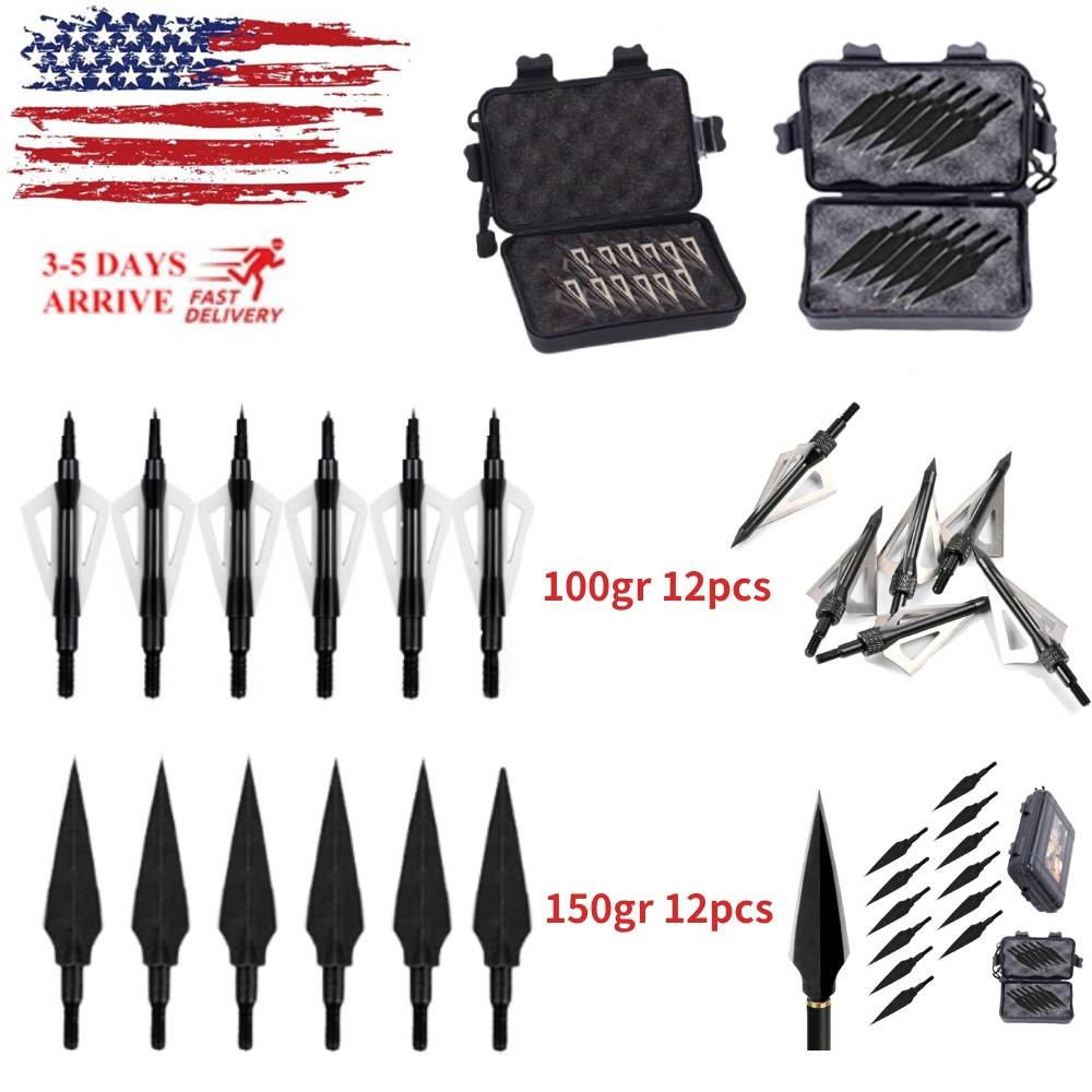 12/24/36X Broadheads 100/150 Grain 2 Blade Archery Compound Bow Hunting Shooting