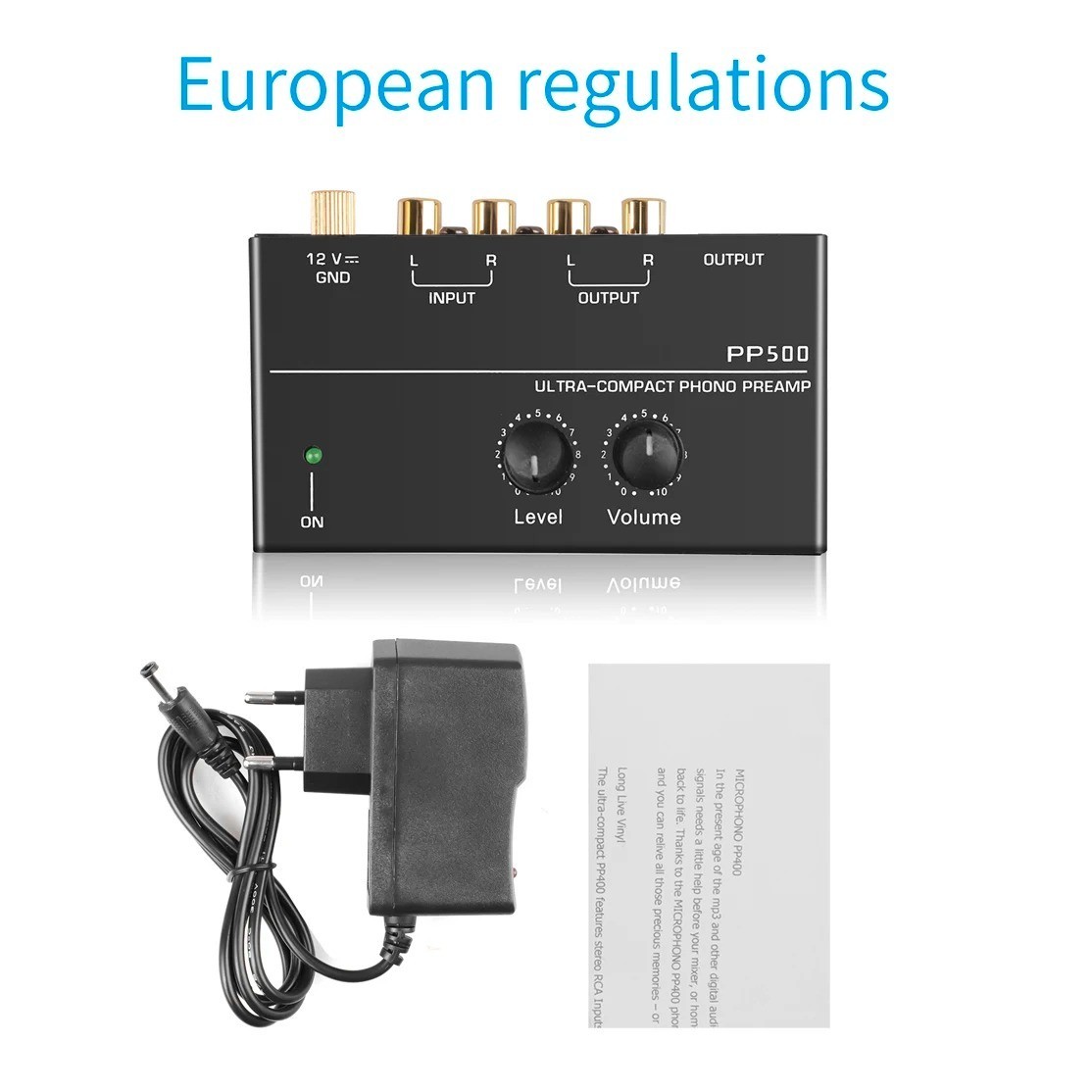 Pyle Phono Turntable Preamp Mini Electronic Audio Stereo Phonograph Preamplifier