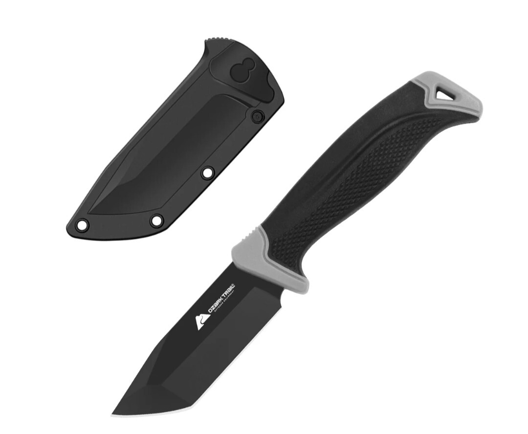 OZARK TRAIL 8.6 in Fixed Blade Knife TANTO Tactical Bushcraft EDC w/ Sheath IOP