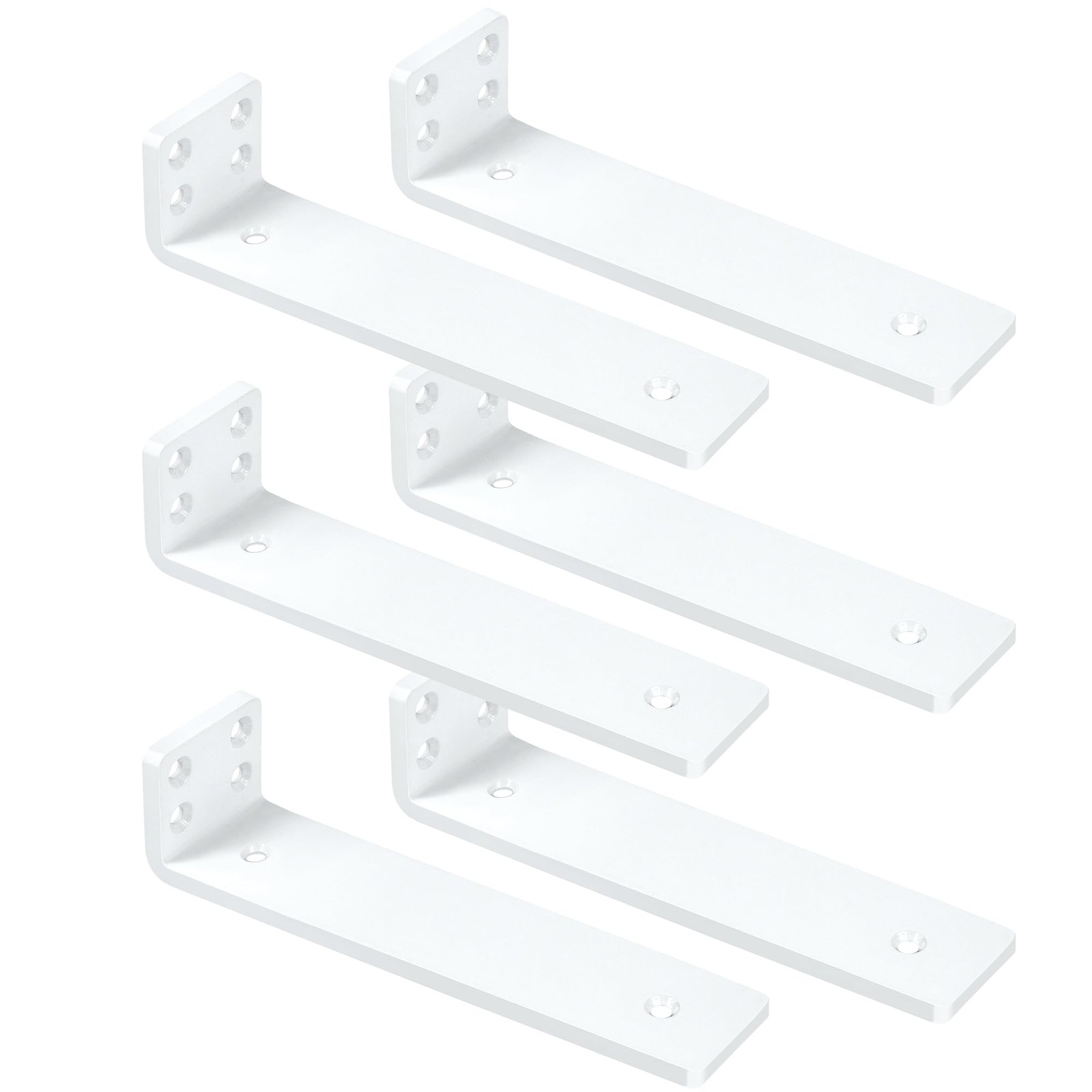 6 PCS 6 Inch White Heavy Duty Hidden Floating Wall Shelf L Brackets 1/5"
