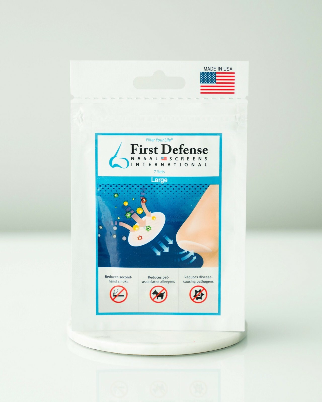 First Defense Nasal Screens 4 Set (Small-Medium-Large) 7 pairs - 1 month supply