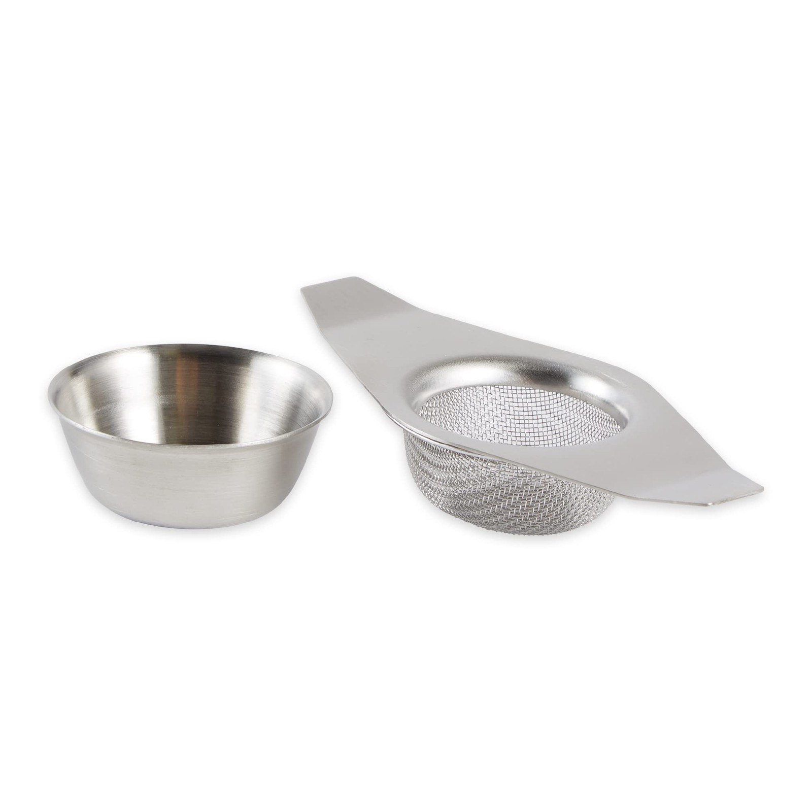RSVP International Tea Strainer Collection Strainer w/ Drip Cup Metal Mesh 5"
