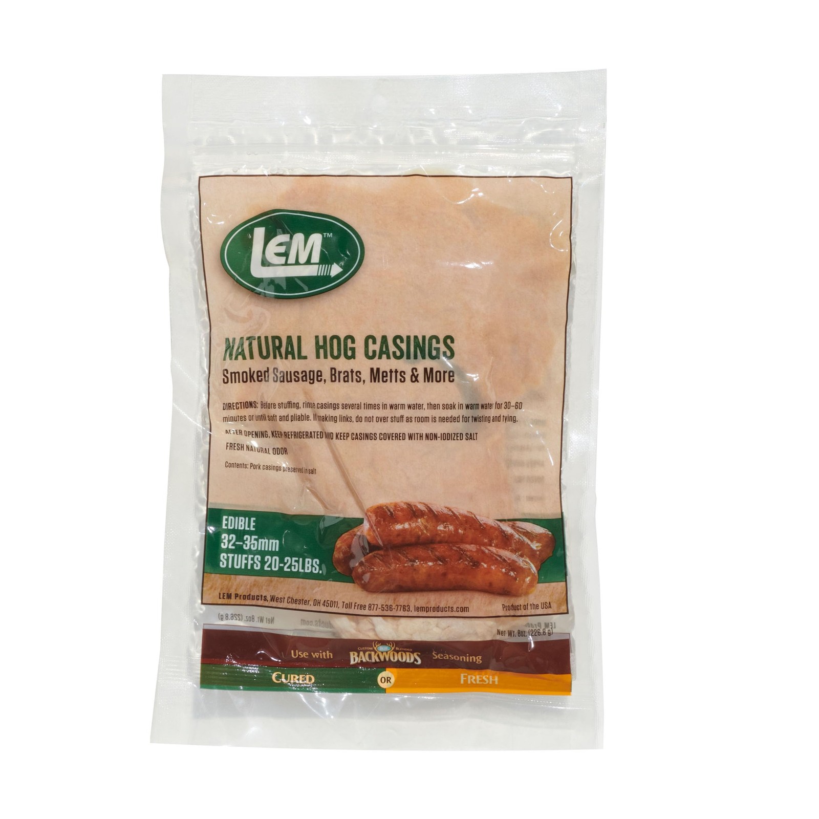 Lem Products Natural Hog Casings, 32-35Mm, Edible Sausage Casings, Stu