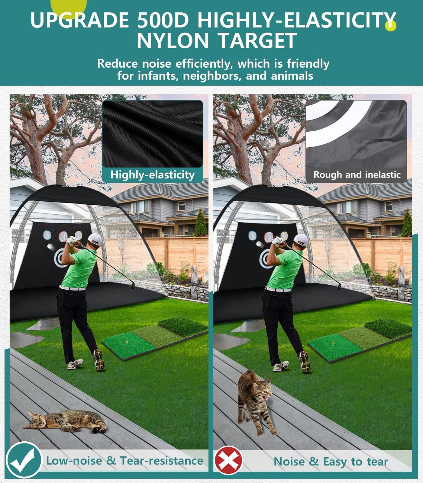 Golf Net: 10x7FT Golf Practice Net for Backyard Driving, Hitting Net with Tri...