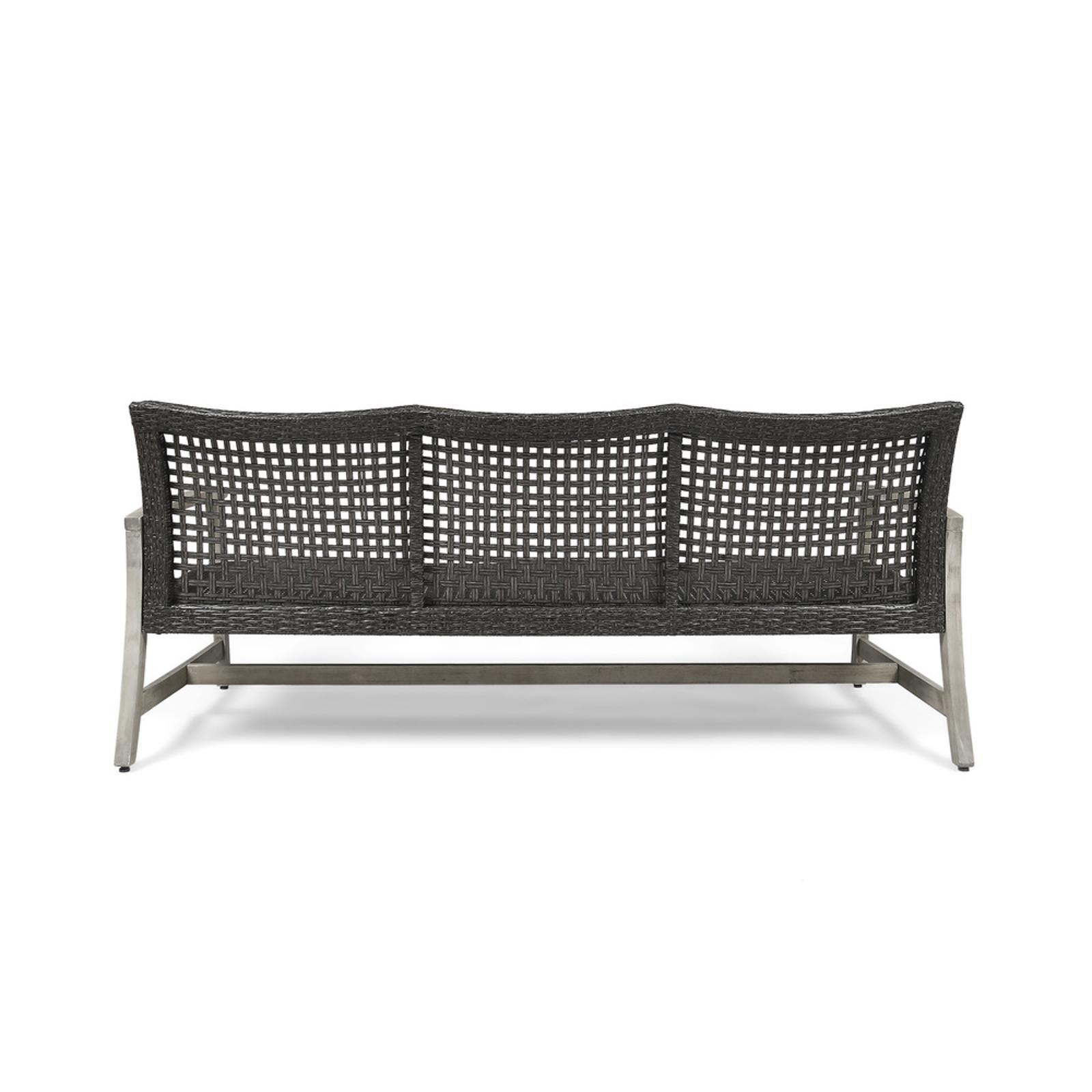 Outdoor 3-Seater Sofa with Handwoven Wicker and Acacia Wood Frame -