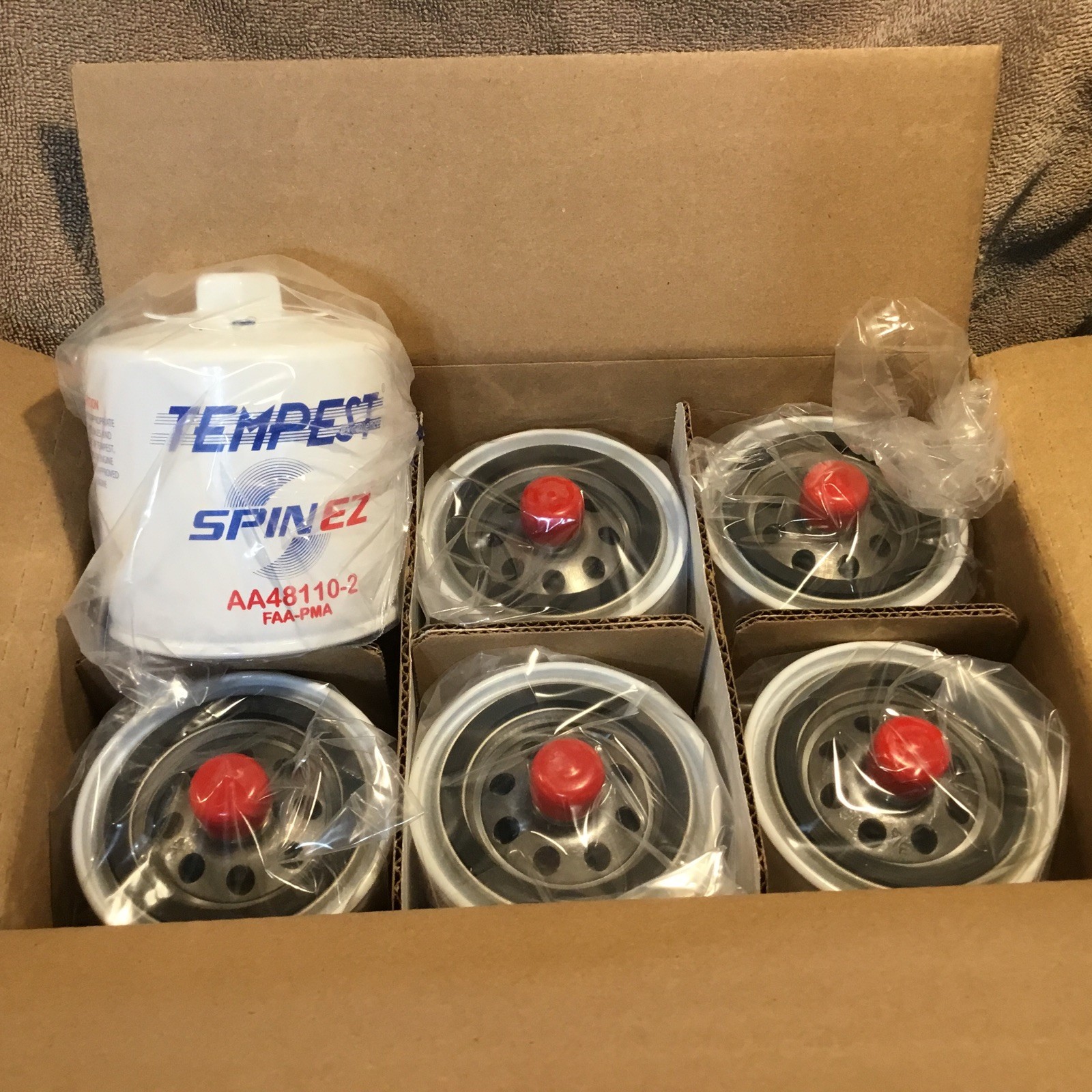 6 pack - Tempest Aircraft Oil Filter - AA48110-2