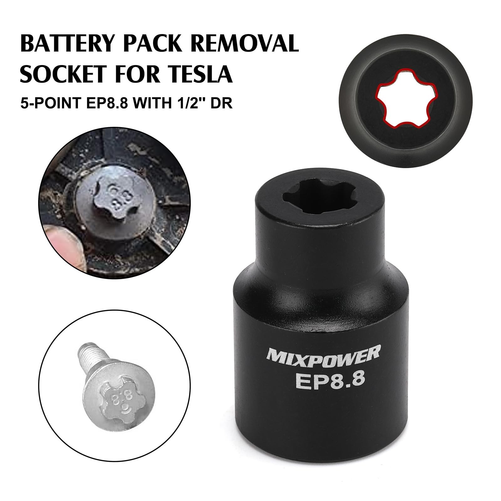 19PC External Torx Plus Socket Set, 6 Point EP Sockets for Tesla EP4-EP32, 1/2''