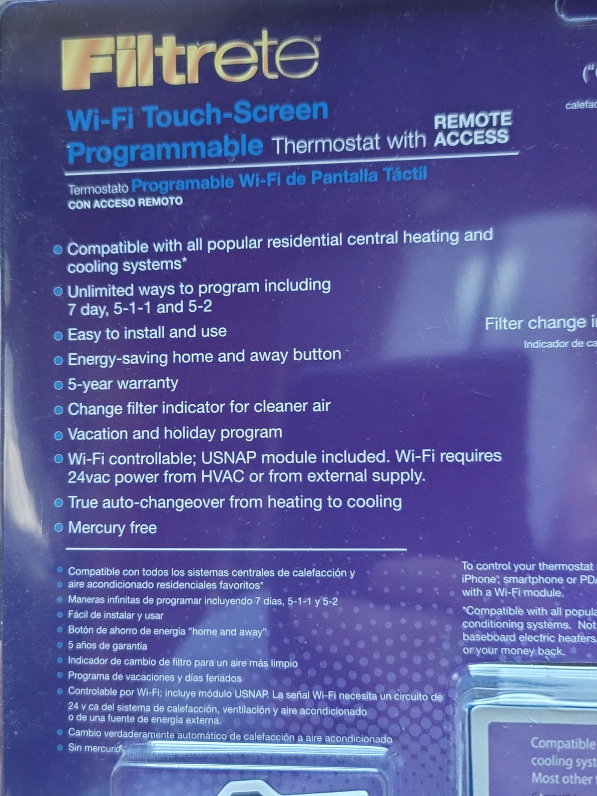 Filtrete 3M50 Wi-Fi Touch Screen Programmable Thermostat - New Open Box