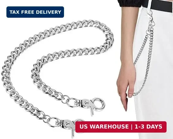 1Pc Silver Metal Chain Heavy Duty Metal Keychain Pants Hip Hop Punk Pocket Walle