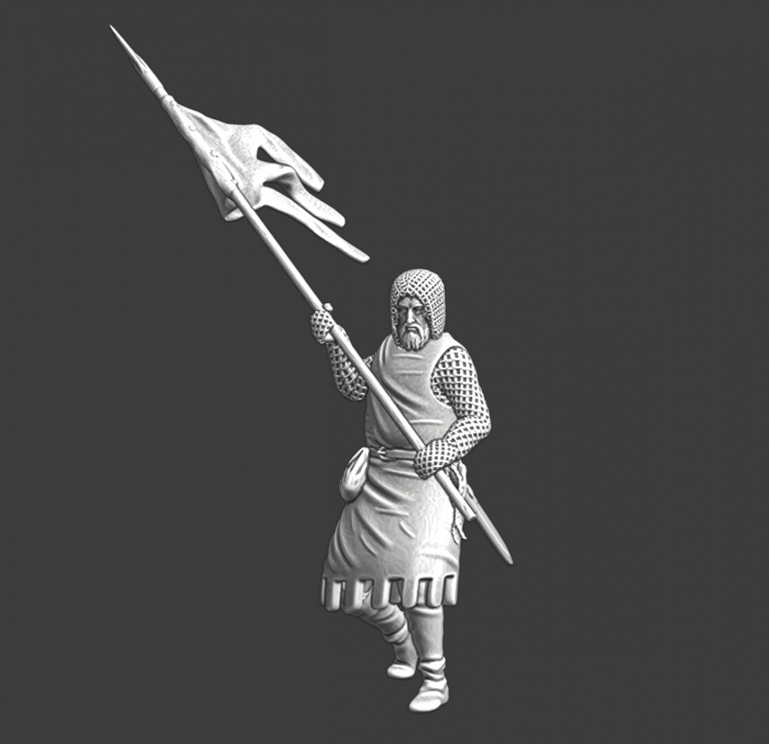 Northern Crusades Miniatures Medieval Infantry Flag Banner Bearer Soldier 28mm +