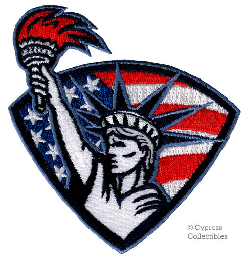 STATUE OF LIBERTY iron-on PATCH embroidered PATRIOTIC USA AMERICAN FLAG EMBLEM