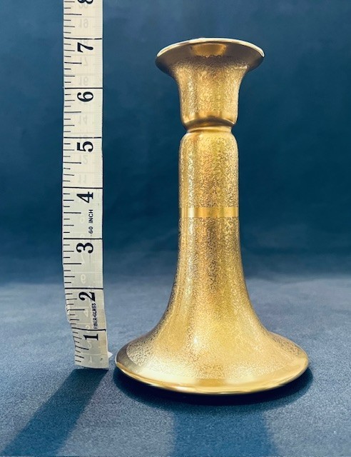 Antique "Stouffer's Studio" 7" Tall Gilded Candlestick - Gold Embossed