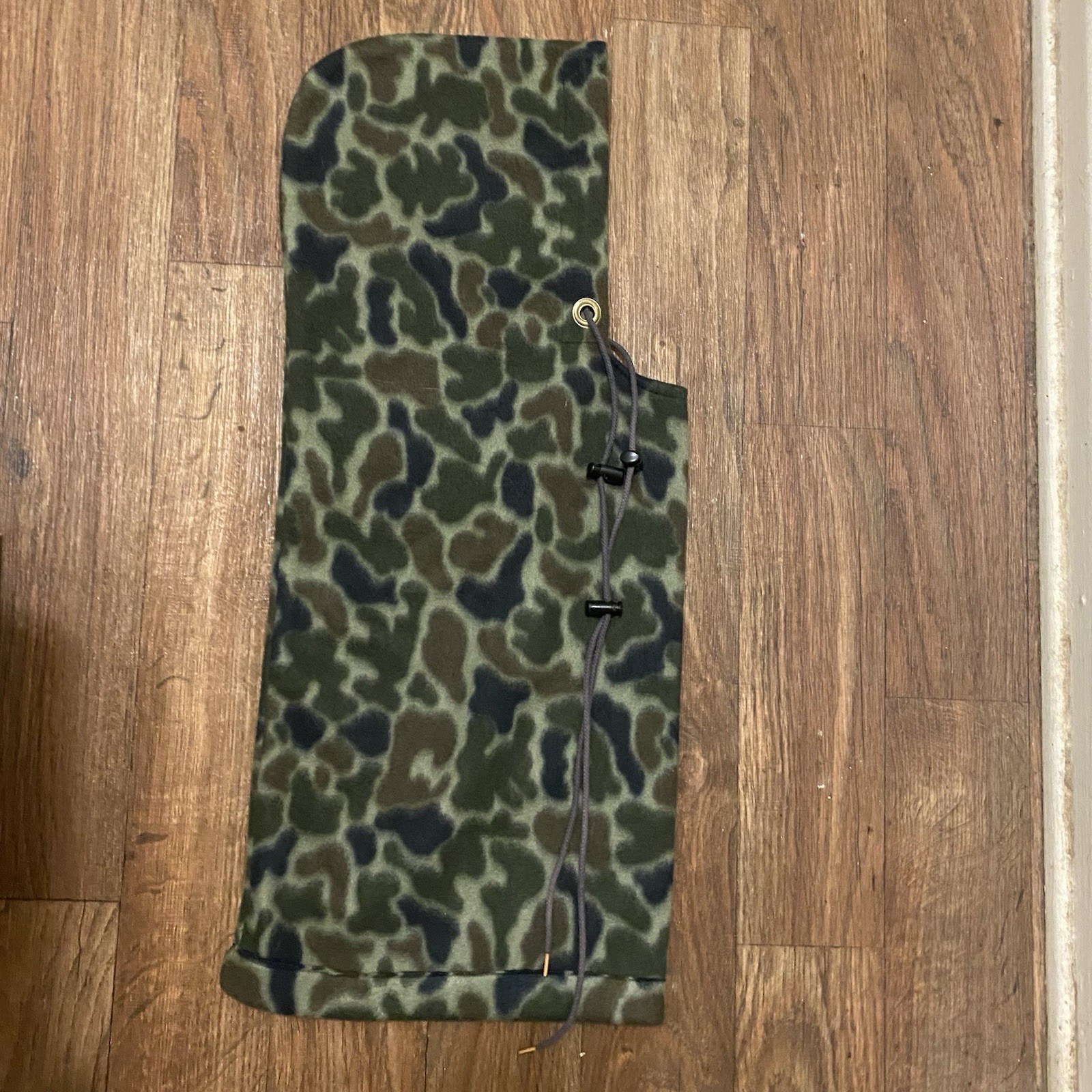 Adult Polar Fleece Hood For Snow Rain Wind Camo Camoflage Green & Black 27”