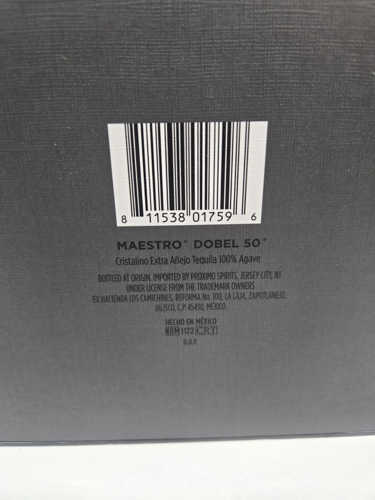 Maestro Dobel 50 Extra Anejo Cristalino 750ml Numbered Bottle Box Set - Empty