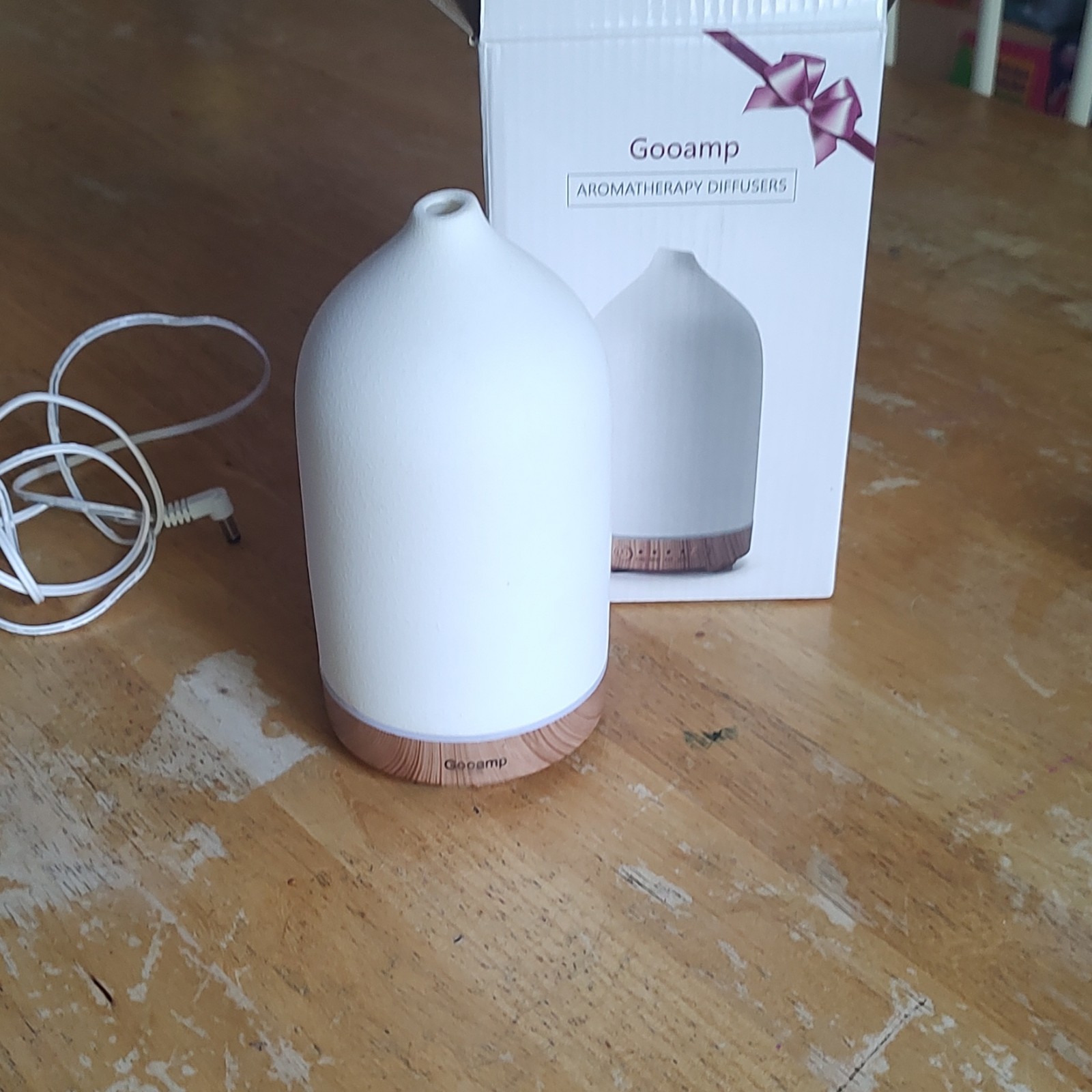 Gooamp TC-202 Ultrasonic Aroma Diffuser Humidifier Auto Shut Off Ceramic White
